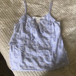 H&M Ruffle Eyelet Striped Tank Top